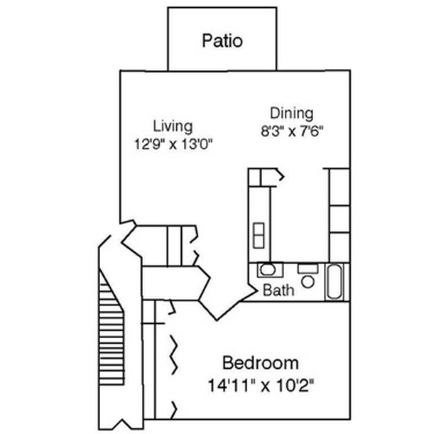 1 Bedroom Phase II floor plan
